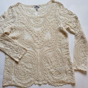 Express long sleeve ivory lace top